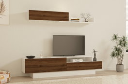 Hanah Home Elda Mueble de TV Blanco y Nogal